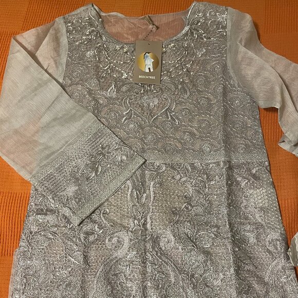 NWT 3 Piece Beechtree Silver Embroidered Outfit Size 8 - Picture 8 of 12